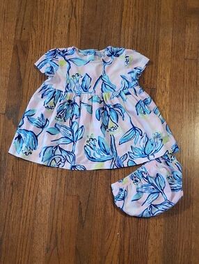 Lilly Pulitzer Pink and Aqua Floral Baby Tunic